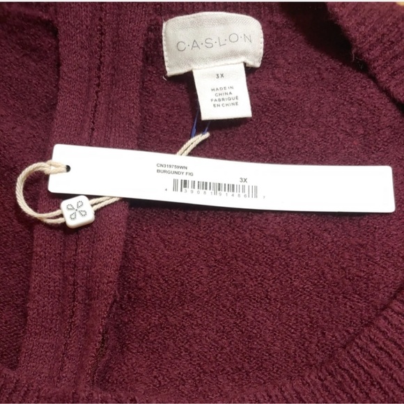 Caslon Wool Blend Textured Sweater Zipper in Back, Burgundy color. Plus 3X NWT - Picture 7 of 8